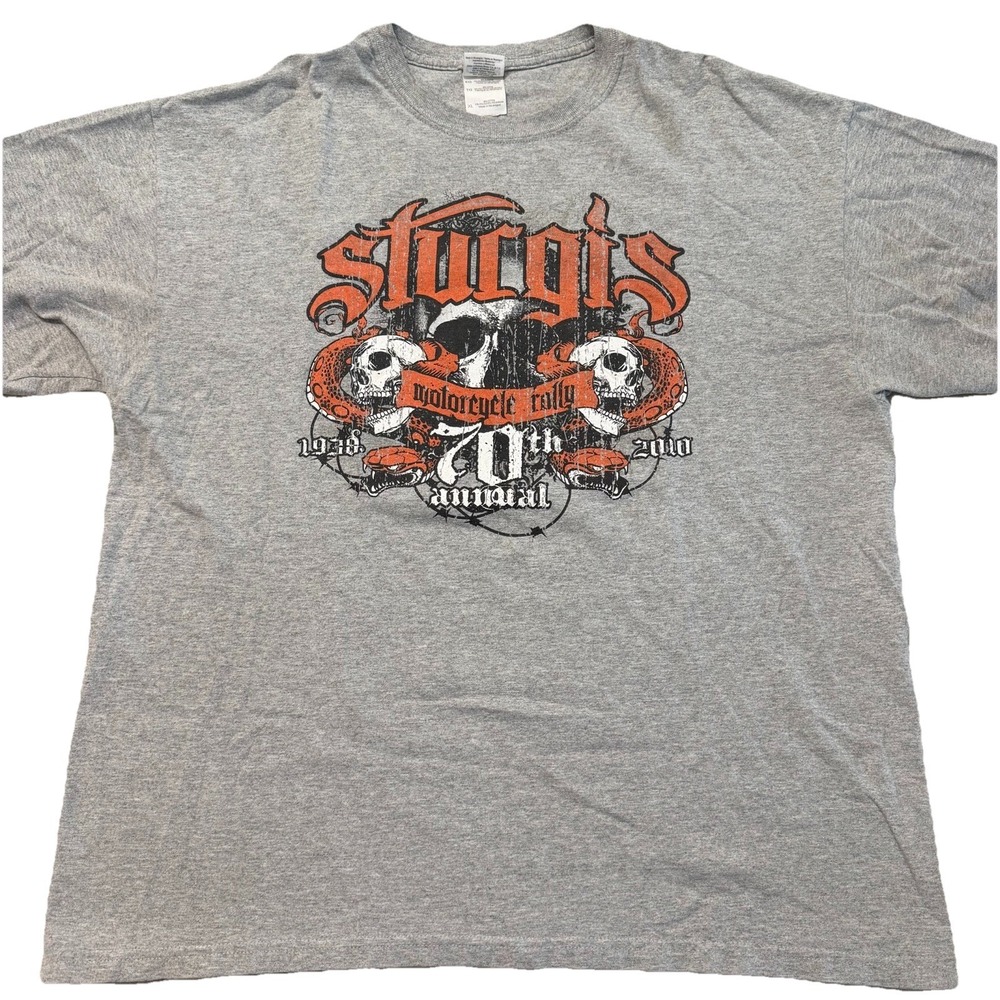 Sturgis Motorcycle Rally 2010 70th Anniversary T Shirt South Dakota XL Y2K Skull